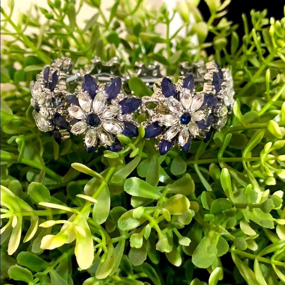 A navy blue and crystal bracelet